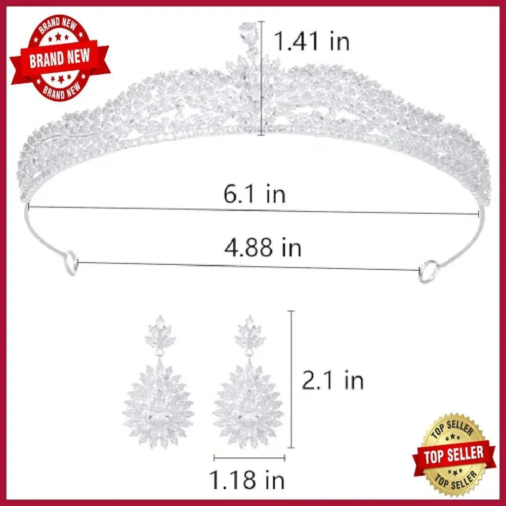 Cubic Zirconia Tiara Headpiece Bridal Hair Accessory Silver Plated